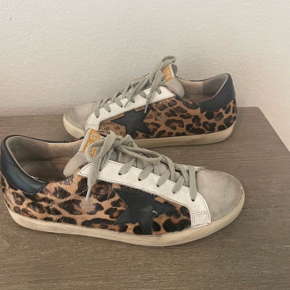 Like new. Golden Goose Sneakers. Size 37. Cheetah calf hair/white leather.